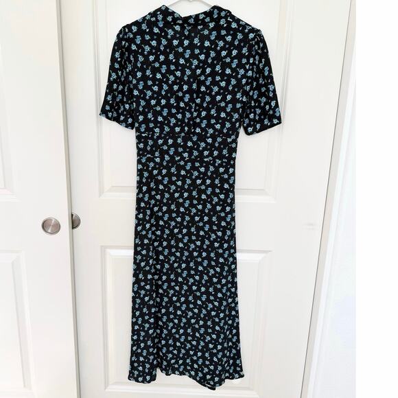 Nobody’s Child Floral Ditsy Button Down Midi Shirt Dress Blue Black 6 - Picture 2 of 4